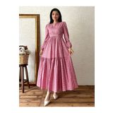 KÜÇÜĞÜM BUTİK Tesettür Pembe Çıtır Poplin Kat-Kat Elbise