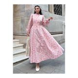 KÜÇÜĞÜM BUTİK Tesettür Pembe Mini Çiçekli Kloş Elbise