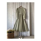 KÜÇÜĞÜM BUTİK Uzun Soft Yeşil Poplin Kloş Elbise
