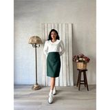 Küçüğüm Butik Zümrüt Yeşili Kısa Kaşe Etek - 2XL - 3XL