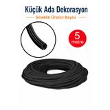 Küçük Ada Dekorasyon Sineklik Teli Fitili Siyah 5mm Kapı Pencere Tül Sabitleme Lastik Contası -5 Metre