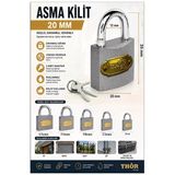 Küçük Asma Kilit 20 Mm 1 Adet Thor Plus Paslanmaz Metal Asma Kilit Dayanıklı Yedek Anahtarlı Zincir Kilidi Kapı Bahçe