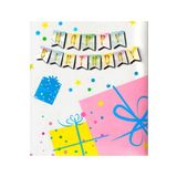 Küçük Banner Varakli Makaron Renkli Gold Happy Birthday Uzar Yazi
