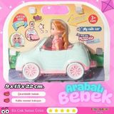 Küçük Barbie Chelsea Bebekli Arabası - Oyuncak Arabalı Bebek - Barbie Arabası - Bebekli Barbie Araba