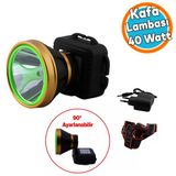 Küçük Başlı Kafa Lambası 40 W Şarjlı Ledli Pilli Kamp Kafa Feneri 3 Fonksiyonlu 16 Saat Işık Süresi