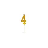 Küçük Boy 4 Rakam Gold Mum 8Cm