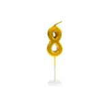 Küçük Boy 8 Rakam Gold Mum 8Cm