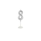 Küçük Boy 8 Rakam Gümüş Mum 8Cm