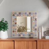 Küçük Boy Ayna Doğal Masif Seramik Doğal Renk Ayna 74x74 Cm