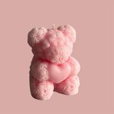 Küçük Boy Desenli ve Kalpli Ayıcık Mum Açık Pembe, Kadınlar Günü