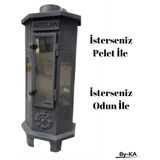 Küçük Boy Odun ve Pelet Sobası Şömine - Hem Odun Hem Pelet Yakan Soba