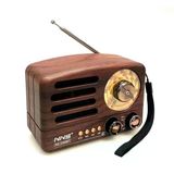 Küçük Boy Retro, Nostaljik, Ahşap Tasarım Bluetooth Hoparlörlü, Şarjlı, Taşınabilir Büyük Döndürülebilen Düğmeli FM/AM Destekli Radyo NS3380 (5224)
