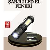 Küçük Boy Şarjlı LED El Feneri Taşınabilir Klipsli - 1 - Ahşap
