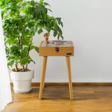 Küçük Boy Seramik Sandıklı Seramik Masif Ağaç Hardal Sehpa 32x32 Cm