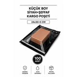 Küçük Boy Siyah Şeffaf Kargo Poşeti 24X30+5 Cm 100 Adet