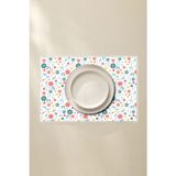 Küçük Çiçek Desenli Amerikan Servis 4’lü - 42X30 Pvc Kaplamalı Silinebilir Masa Servisi - 30 x 42 cm - Renkli