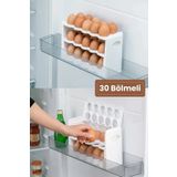 KÜÇÜK EW 3 Katlı Yumurta Rafı Saklama Kabı - 30 Bölmeli Buzdolabı Içi Yumurtalık Beyaz