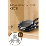 KÜÇÜK EW Tava Tencere Borcam Ve Tabak Koruyucu Çizdirmez 3'lü Keçe Seti