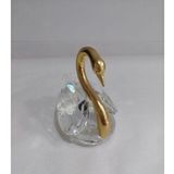 Küçük Gold Altın Renk Boyunlu Kuğu Kristal Cam El Yapımı 8x9cm Tekli Biblo