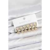 KÜÇÜK HAZİNE Mey İthalat® 316L Çelik Gold Renk Zirkon Taşlı Halka Küpe Seti