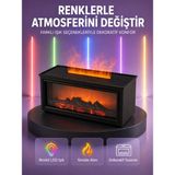 Küçük Hazine Şömine Görünümlü Hava Nemlendirici Renkli LED Işıklı Aroma Difüzörü - Çok Renkli