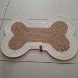 Küçük Irk Hasır Jüt Kedi Köpek Mama Paspası, %100 El Yapımı, Pamuk, Hasır, Jüt - 43*29