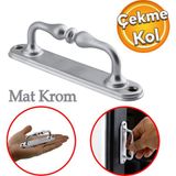 Küçük Kıvrık Çekme Kolu Sürgülü Kapı Tutma Kulpu Kulbu Tutamağı Kol Mat Krom Renk 12 Cm İki Vidalı
