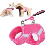 Küçük Köpek Koşum Takımı ve Kedi Koşumu, Köpek Tasma Seti, Çekmesiz Ayarlanabilir Yansıtıcı Yumuşak Örgü Evcil Hayvan Dış Mekan Yürüyüş Yeleği, S, Gül Kırmızısı