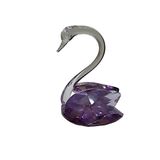 Küçük Mor Kuğu Kristal Cam El Yapımı 8x9cm Tekli Biblo