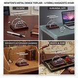 Küçük Newton Sarkaç Metal Denge Topları Masa Üstü Dekor | Metal Toplar, Ahşap Taban, Fizik Deneyi, Masa Süsü, Sarkac Sistemi