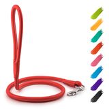 Küçük Orta ve Büyük Köpekler için Haddelenmiş Deri Köpek Tasma 4 Ft * 1 cm - Açık Hava Yürüyüş Koşu Eğitimi için Ağır Hizmet Deri Köpek Tasma - Büyük Irk Köpekler için Güçlü Köpek Tasmaları (Kırmızı)