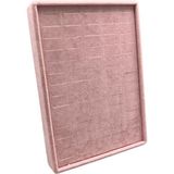 Küçük Pembe Süet Kumaş Ayaklı Yüzük ve Küpe Tablası, 24/17,5 cm - Ahşap Rengi - Bej - Seçenek 1