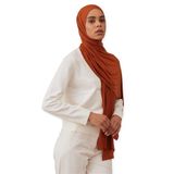 Küçük Premium Jersey Şal | Gençler ve Küçük Yüzler İçin Esnek ve Yumuşak Şal (Yanık Turuncu)