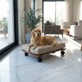 Kuçuletto - Köpek Yatağı Bazası – Masif Teak - Yerden Yüksek Hijyenik Palet - 50x70 cm tekerlekli - Ahşap