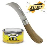 Kudret Asi Bicagi Egri Uclu Bag Bicagi Ara Caki 21 Cm + Asi Macunu (2Li Set)