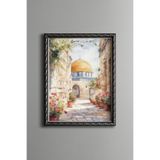 Kudüs Sokakları – Vintage Desenli Çerçeve – İnce Model, Gümüş, 30 x 40