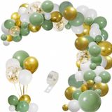 Küf Yeşili Beyaz Gold Krom Konfetili Zincir Balon Seti 78 Parça