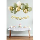 Küf Yeşili Deniz Kumu Krom Gold Konsept Renkler Doğum Günü Balon Zinciri Happy Birthday Bannerlı Mini Balon Zinciri Seti