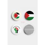 Kufi Design Filistin Temalı 4'lü set İğneli Rozet 44mm