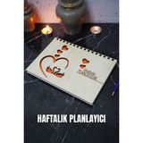Kuğu Aşk Ahşap Plan Defteri - Süresiz Ajanda - Haftalık Planlayıcı (Tarihsiz Planlayıcı) A5