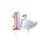 Kuğu Balon Gökkuşağı Rakam Folyo Balon Set Yaş 1