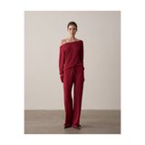 Kuğu Collection Düşük Omuz Rahat Formlu Bluz Bordo