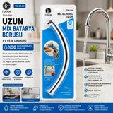 Kuğu Evye - Lavabo Uzun Mix Batarya Borusu Krom Kaplama - Vakumlu - Süzgeçli Uç (5047)