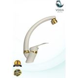 Kuğu Lavabo Bataryası – Beyaz Gold, Oynar Başlıklı, Modern ve Şık Tasarım - Beyaz - Altın