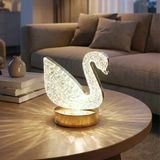 Kuğu Model Kristal Led Masa Lambası – Dokunmatik, 3 Renk Işık Modlu, Şarjlı Mini Dekoratif Gece Lambası (4915)