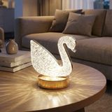 Kuğu Model Kristal LED Masa Lambası – Dokunmatik, 3 Renk Işık Modlu, Şarjlı Mini Dekoratif Gece Lambası (5264)