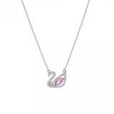 Kuğu Model Pembe Zirkon Taşlı 925 Ayar Gümüş Kadın Kolye