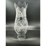 Kuğulu Avize Avize Lamba Camı.beyaz Motifli,ağız Kısmı Kesmeli (Alt Yuva ÇAPI:5.50CM-H:21.50CM) (E.14) Ve(E.27)Mum Ampul ve Normal Ampule Göre. - Şeffaf - Beyaz