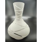 Kuğulu Avize. Avize Lamba Camı .Beyaz Renkli, Suyolu Desenli, (Alt Çap:8.00cm-h:18.00cm)