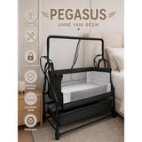 Kujju Pegasus Anne Yanı Katlanır Bebek Beşiği 50X90 cm - Gri - 50 x 90 cm - Füme